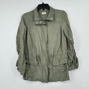 Maison Jules Utility‎ Jacket Womens Sz M Green Olive Military Cargo Indie Boho